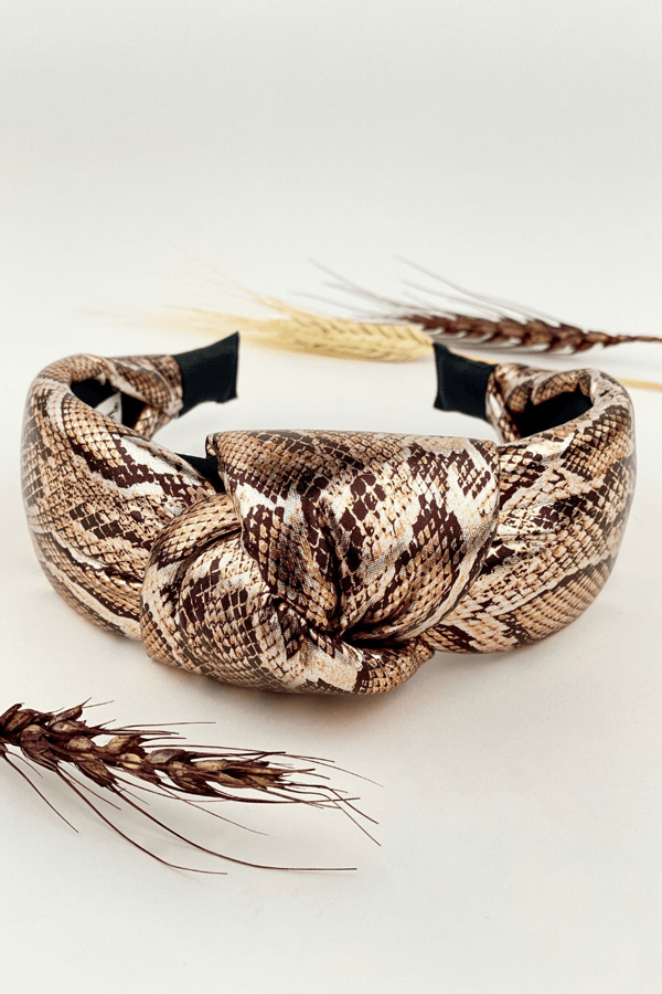 Snake Print Leather Padded Headband Copper