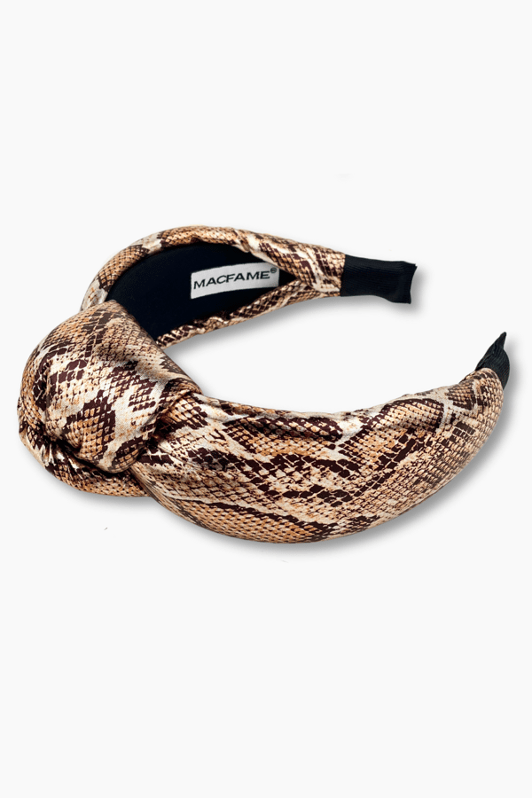 Snake Print Leather Padded Headband Copper