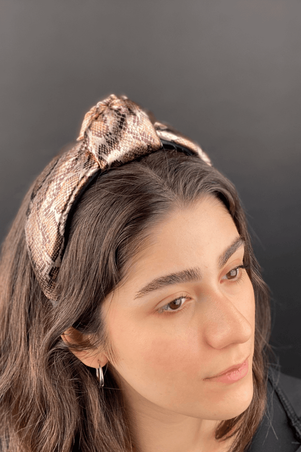 Snake Print Leather Padded Headband Copper