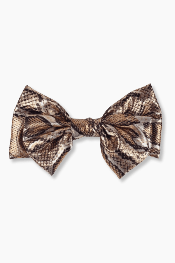 Copper Snake Print Leather Bow Hair Clip