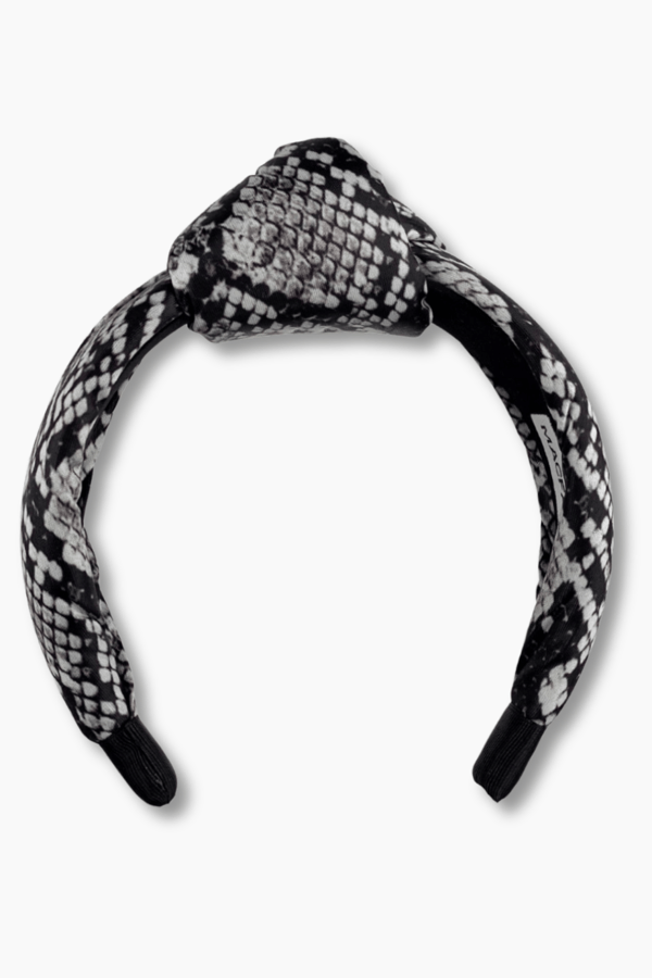 Snake Print Knotted Headband Gray