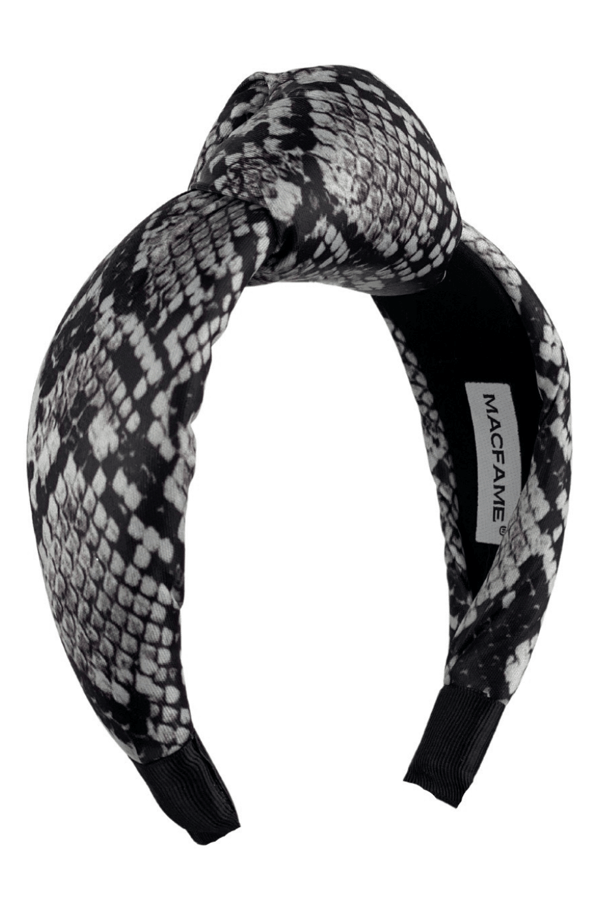 Snake Print Knotted Headband Gray