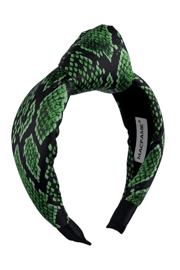 Snake Print Knotted Headband Green