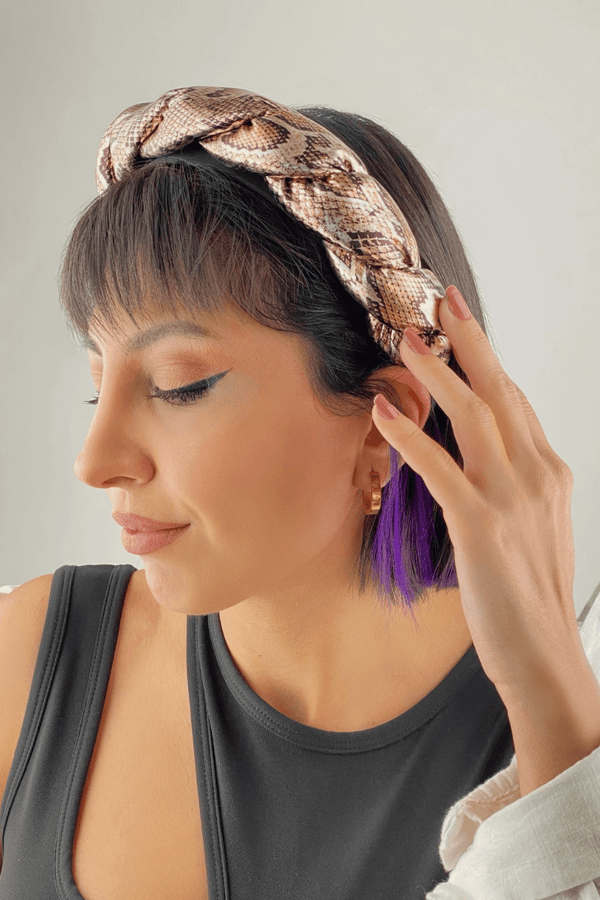 Snake Print Padded Headband Copper