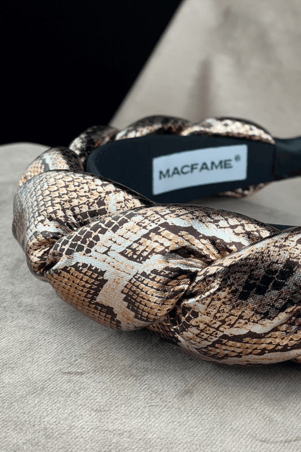 Snake Print Padded Headband Copper
