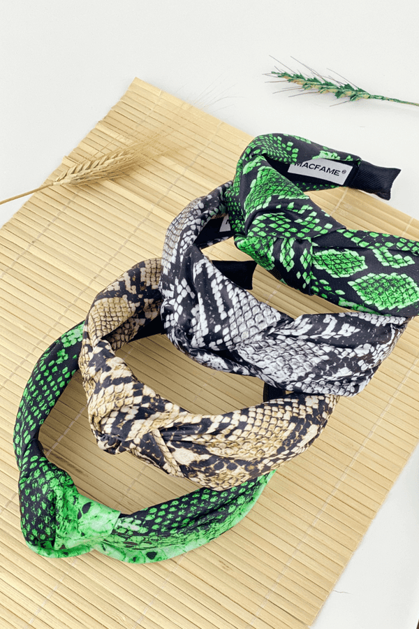 Snake Print Headband Light Green