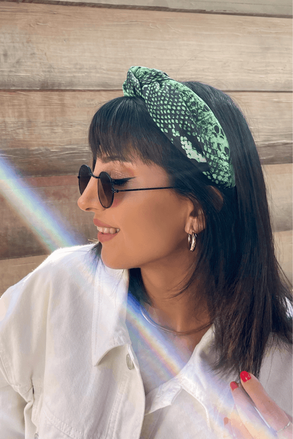 Snake Print Headband Light Green