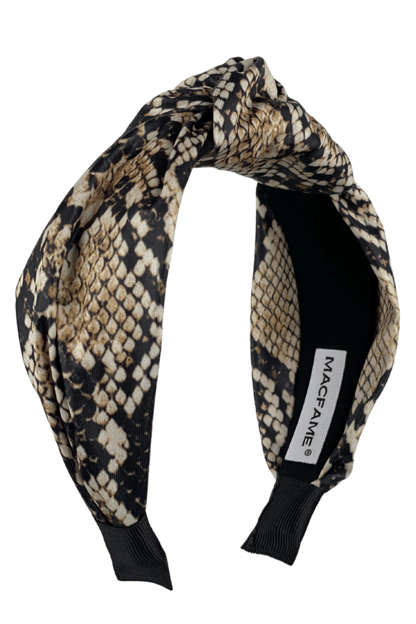 Snake Print Headband Beige