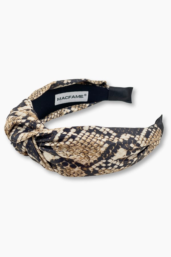 Snake Print Headband Beige