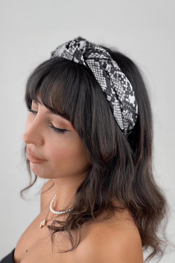 Snake Print Headband Gray