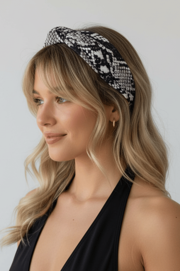 Snake Print Headband Gray