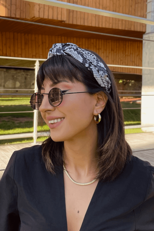 Snake Print Headband Gray