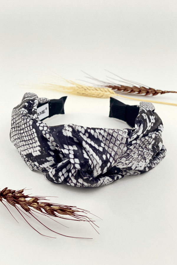 Snake Print Headband Gray
