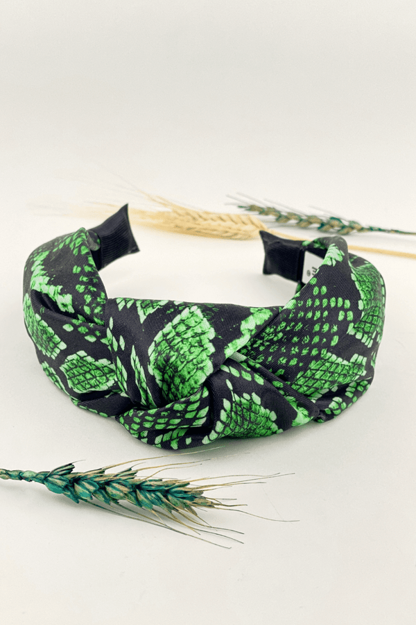Snake Print Headband Green
