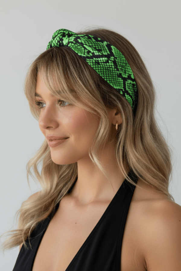 Snake Print Headband Green