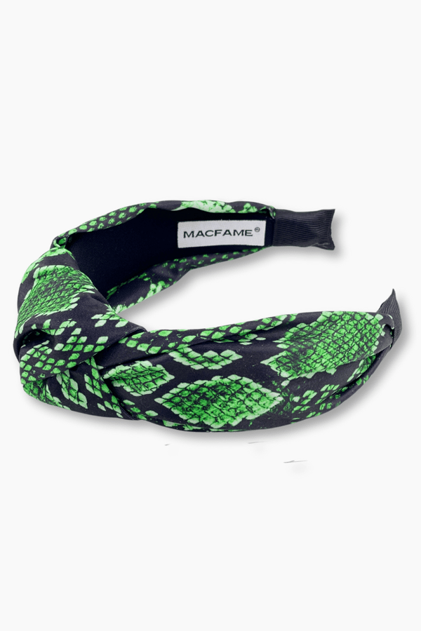Snake Print Headband Green