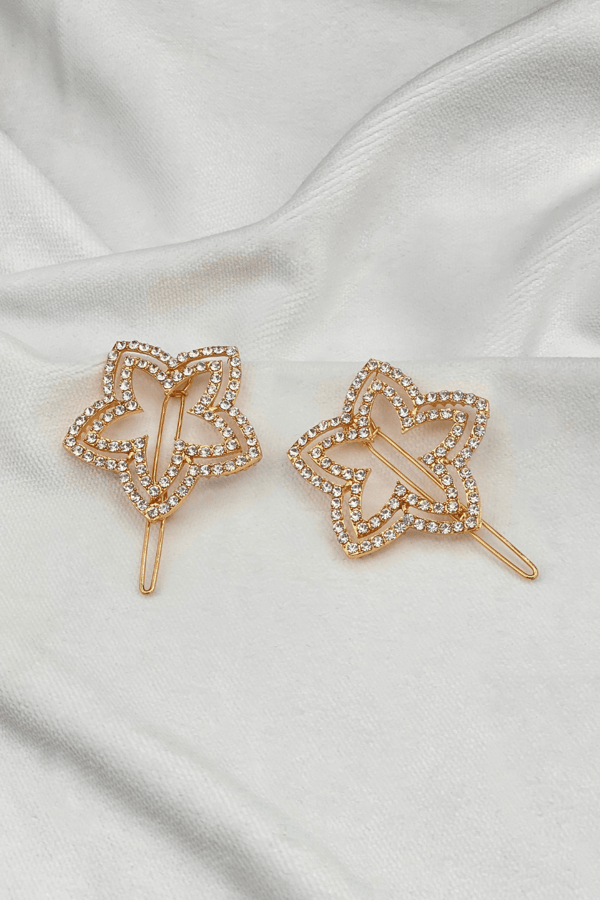Star Embellished Hair Pin Gold (set of two)