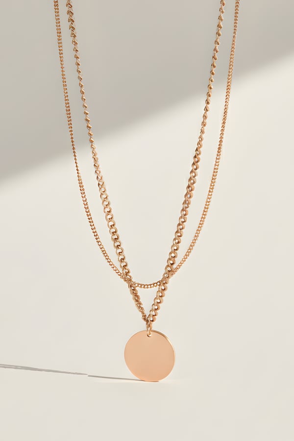 Çelik Rose Gold İkili Kolye