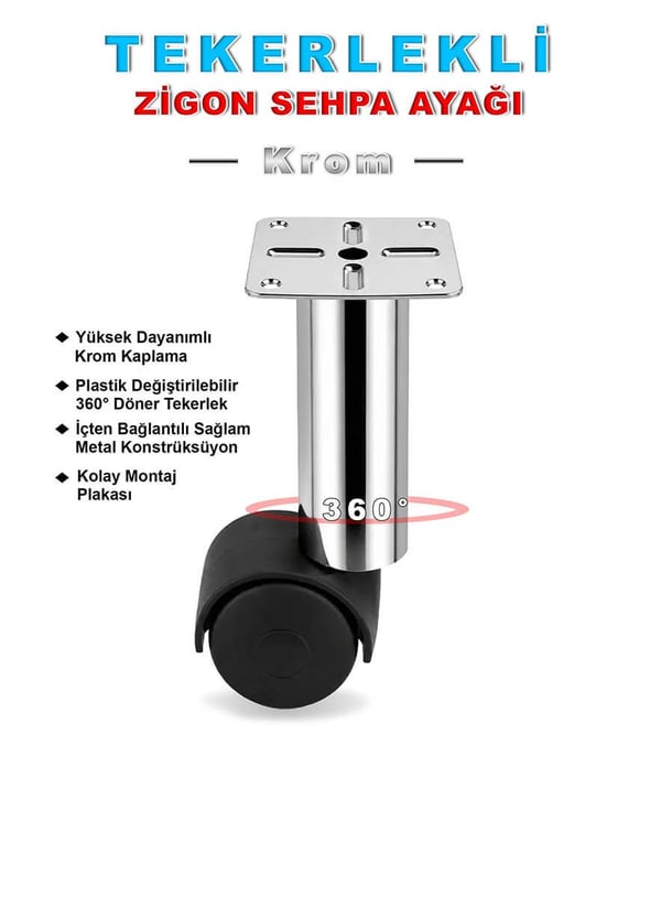 1 Adet 15cm Çap 32mm Metal Gövdeli Plastik Tekerlekli Mobilya Sehpa Ayağı Teknobutik.com'da
