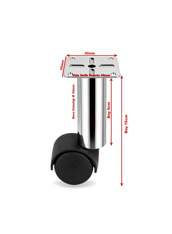 1 Adet 15cm Çap 32mm Metal Gövdeli Plastik Tekerlekli Mobilya Sehpa Ayağı Teknobutik.com'da