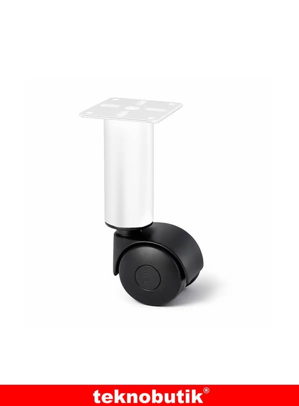 15cm Ø32mm Beyaz Metal Gövdeli Plastik Tekerlekli Sehpa Ayağı 1 Adet Teknobutik.com'da