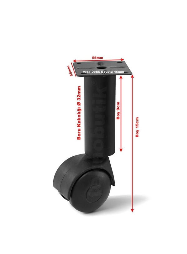 15cm Çap32mm 4 Adet Metal Gövdeli Plastik Tekerlekli Mobilya Baza Sehpa Ayağı Teknobutik.com'da