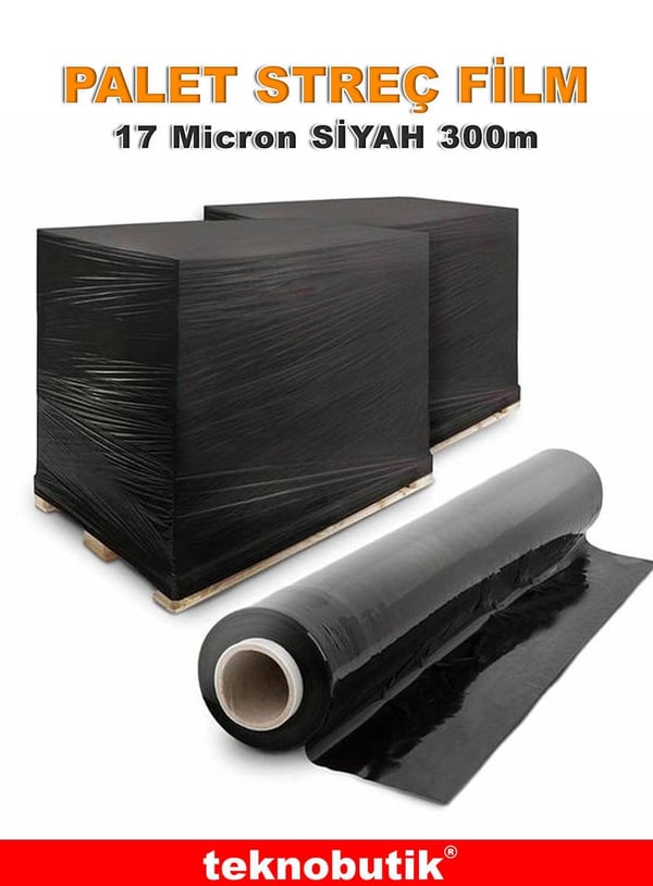 17 Micron Palet Streç Film Siyah 50cm 2500gr Teknobutik.com'da