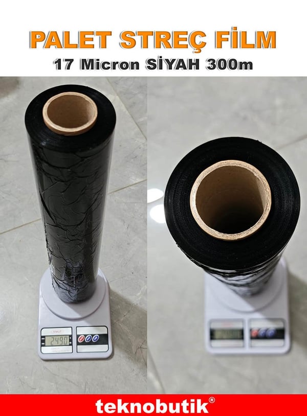 17 Micron Palet Streç Film Siyah 50cm 2500gr Teknobutik.com'da