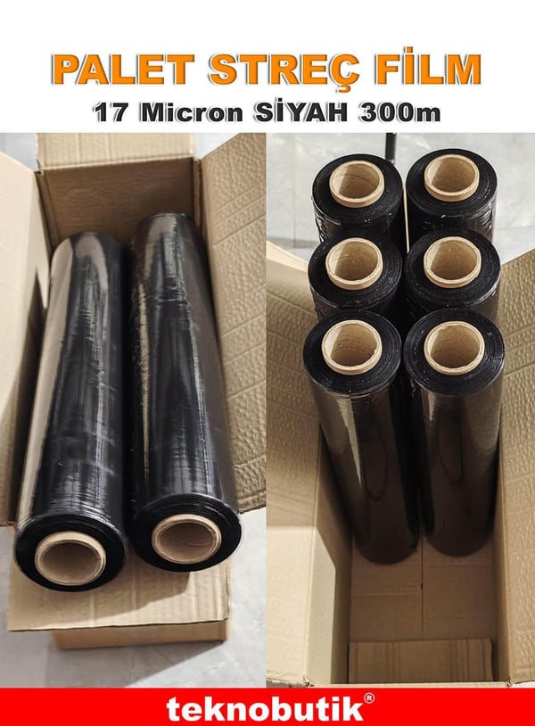 17 Micron Palet Streç Film Siyah 50cm 2500gr Teknobutik.com'da