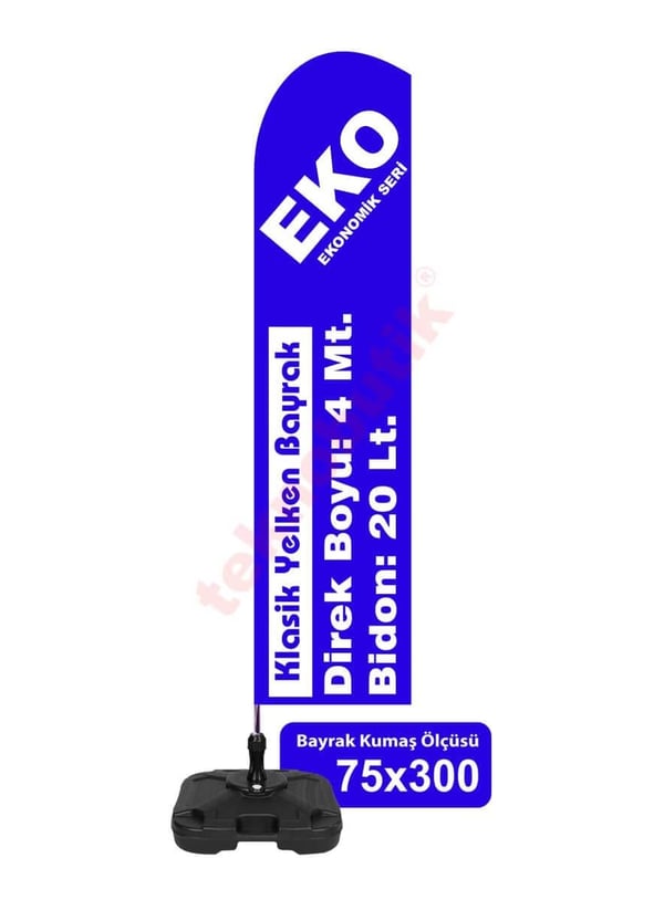 75x300 Eko Klasik Yelken Bayrak Baskılı Teknobutik.com'da