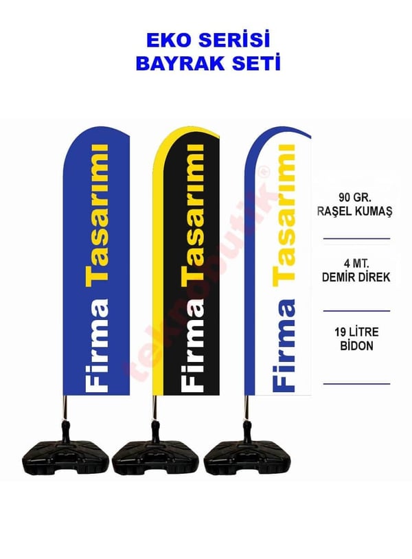 75x300 Eko Klasik Yelken Bayrak Baskılı Teknobutik.com'da