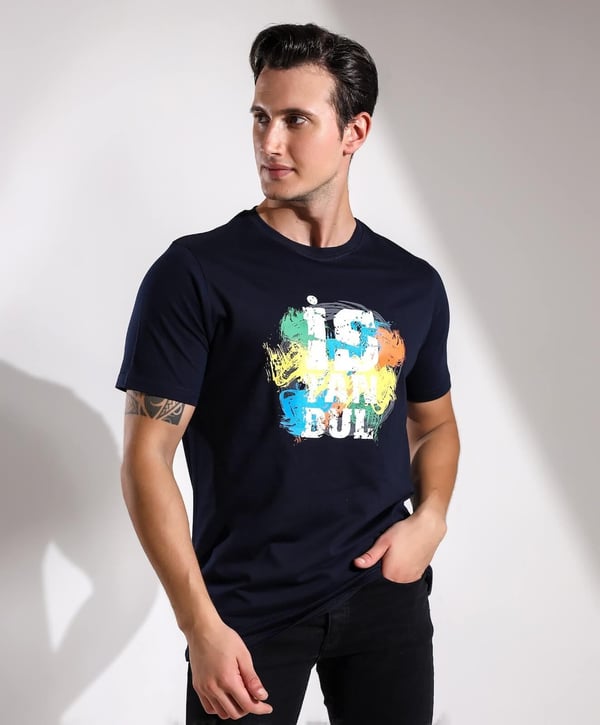 Renkliİ stanbul Baskılı Regular Kalıp T-shirt Teknobutik.com'da
