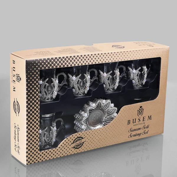 Ahsen Taşlı Çay Seti-Nikel Teknobutik.com'da