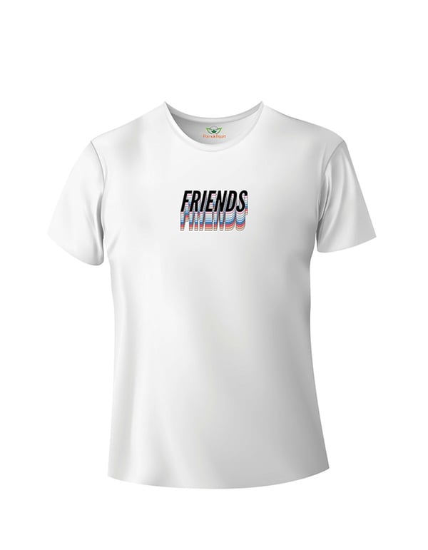 Arkadaş Baskılı Bisiklet Yaka Tshirt