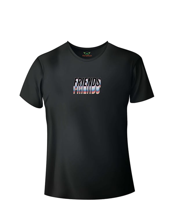 Arkadaş Baskılı Slim (Dar Kalıp) Bisiklet Yaka T-shirt