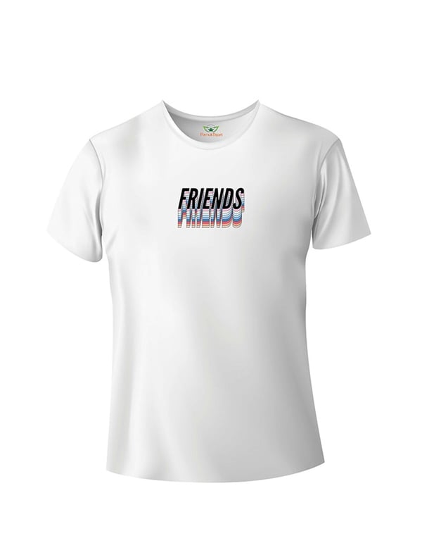 Arkadaş Baskılı Slim (Dar Kalıp) Bisiklet Yaka T-shirt