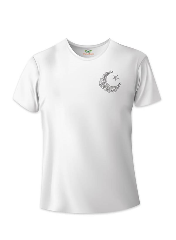 Ay Yıldız Ön ve Arka Baskılı Basic Tshirt Teknobutik.com'da