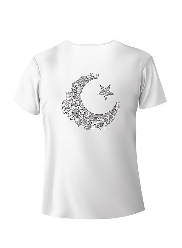 Ay Yıldız Ön ve Arka Baskılı Basic Tshirt Teknobutik.com'da