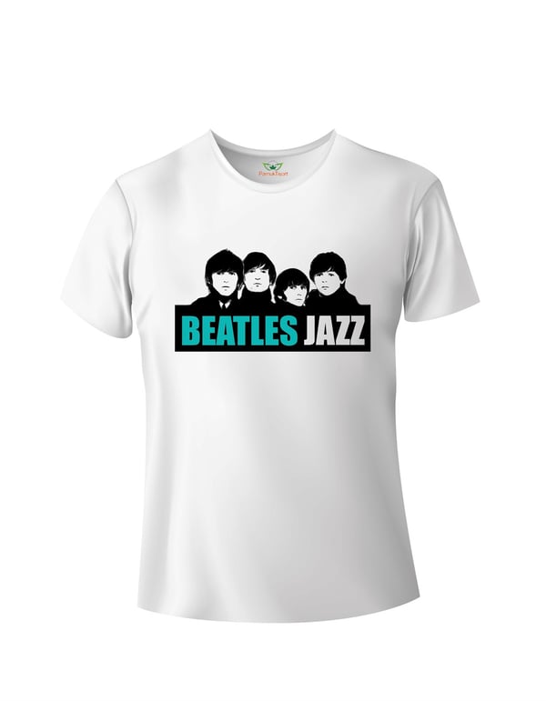Beatles Jazz Baskılı Basic Tshirt