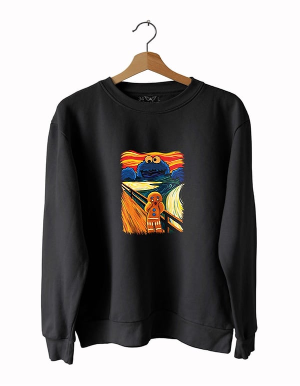 Bisküit-cookies Basklı Slim Fit Pamuk Sweatshirt