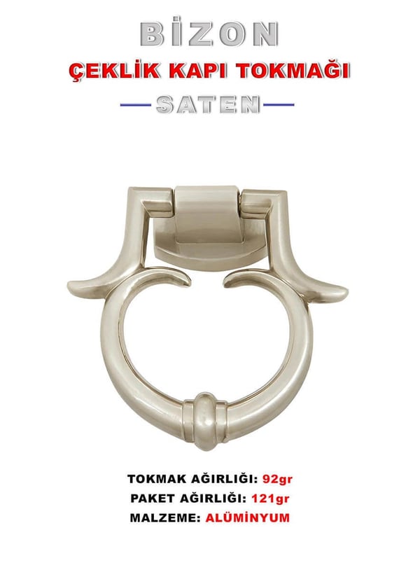 Bizon Saten Alüminyum Çelik Kapı Tokmağı Tak Tak Teknobutik.com'da