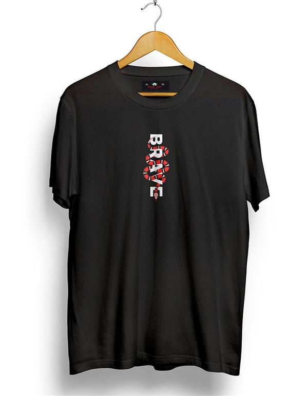 Brave Ön Arka Baskılı Oversize Bol Kalıp T-shirt