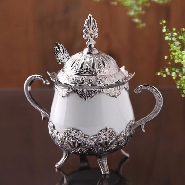 Busem Porselenli Yuvarlak Şekerlik-Nikel Teknobutik.com'da