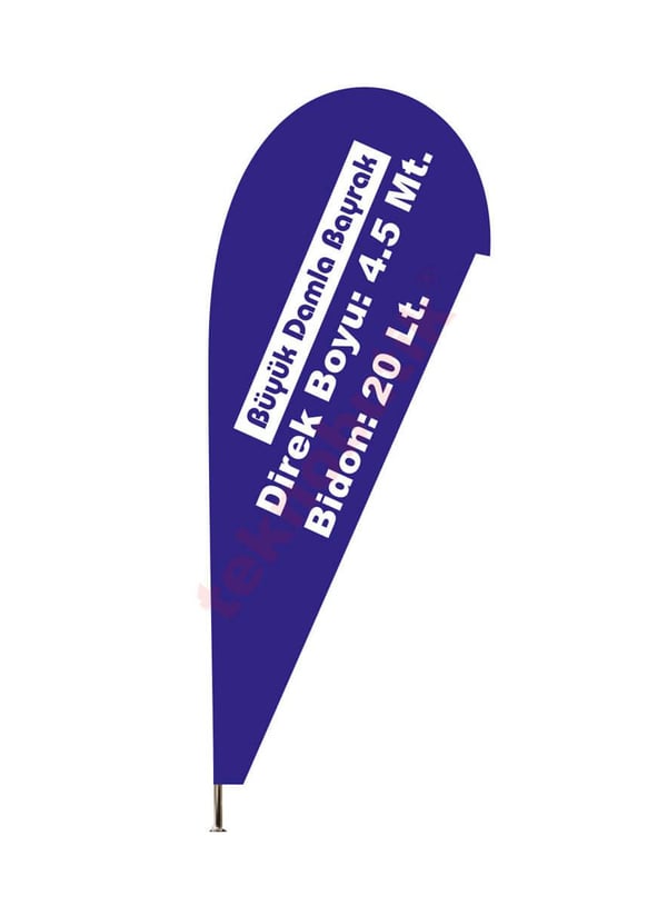 Büyük Damla Bayrak Baskılı 110cm x 270cm Teknobutik.com'da