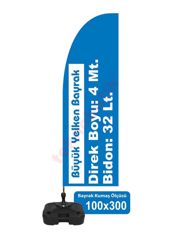 Büyük Yelken Bayrak Baskılı 100cm x 300cm Teknobutik.com'da