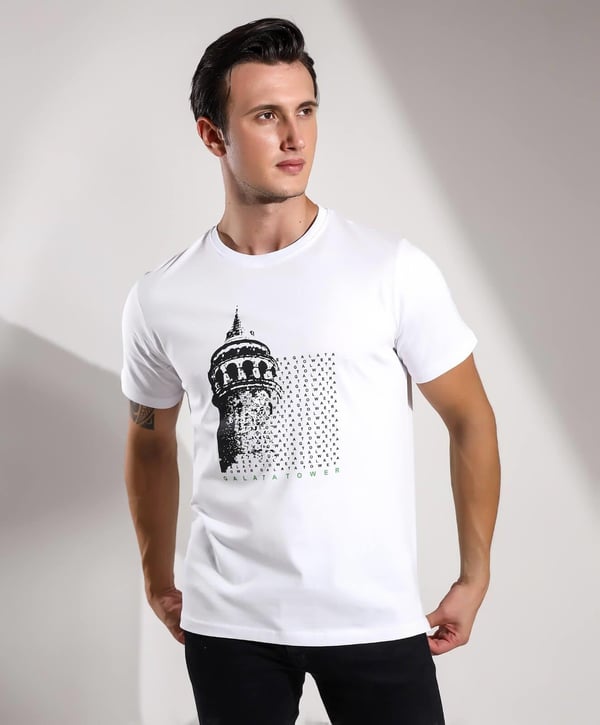 Galata Tower Baskılı Regular Kalıp T-shirt Teknobutik.com'da