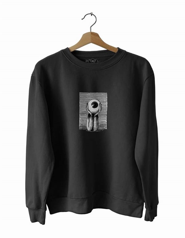Dışa Bakan Ruya Görür Basklı Slim Fit Pamuk Sweatshirt