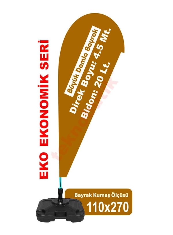Eko Büyük Damla Bayrak Baskılı 110cm x 270cm Teknobutik.com'da