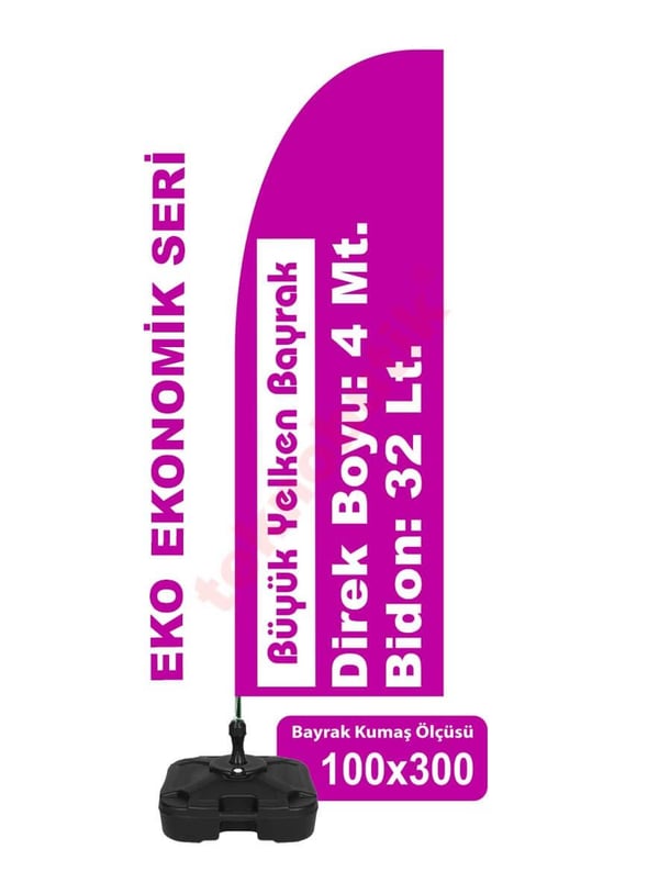 Eko Büyük Yelken Bayrak Baskılı 100cm x 300cm Teknobutik.com'da