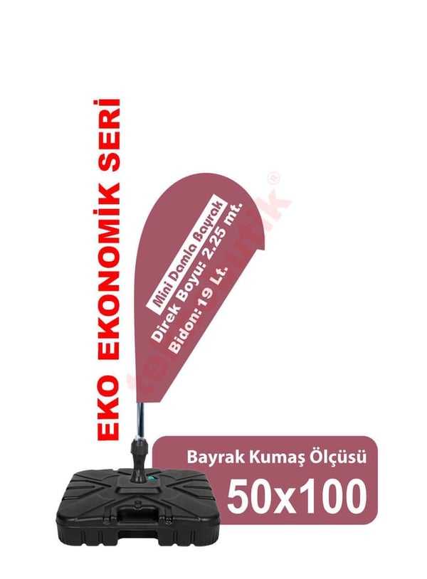 Eko Mini Damla Yelken Bayrak Baskılı 50cm x 100cm Teknobutik.com'da